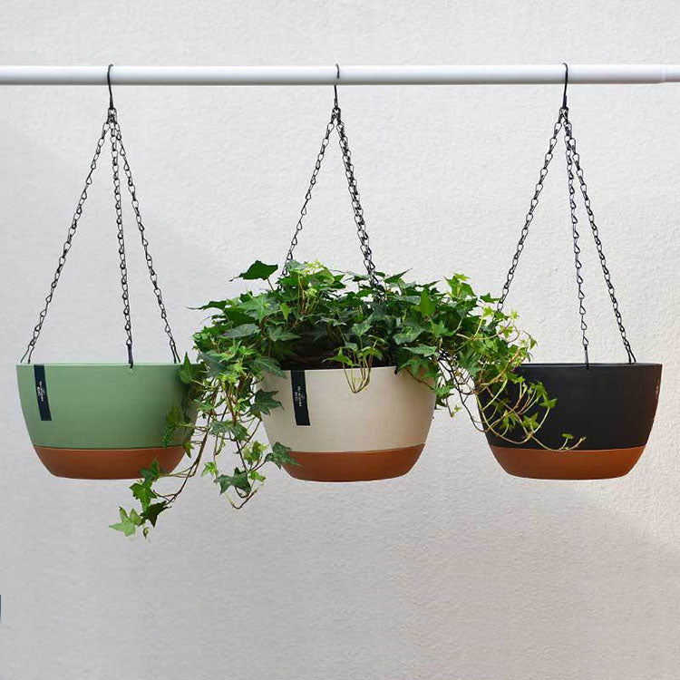 Polyresin Hanging Planters – Self-Watering Flower Baskets with Iron Chain | Indoor & Outdoor Use
